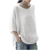 Jmntiy Womensolid три четвърт ръкав памучен върхове блуза тениска Продажба
