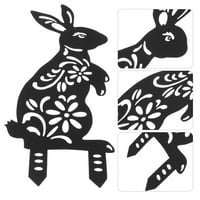 Creative Rabbit Silhouette Stake орнамент на открито градинско зайче Топър декоративен залог на скици на животни