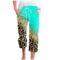 Модни дамски ежедневни флорални печат еластични разхлабени панталони направо широки панталони за крака с джоб