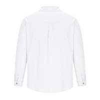 Ризи за спално бельо Leesechin за мъже солидни ежедневни спускания джобни бутон с дълъг ръкав риза блуза блуза