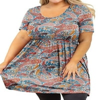 Женска тениска плюс размер върхове с къс ръкав летни тениски обикновена блуза плаж пуловер син червен 3xl