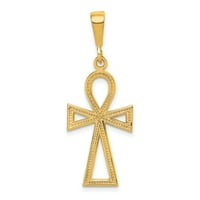 Карат в Karats 10k Жълто злато Ankh Cross висулка с чар с 14k жълто злато с леко тегло верига с верига 16 '' ''