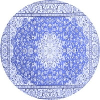 Ahgly Company Machine Pashable Indoor Round Medallion Blue Traditional Area Cugs, 3 'Round