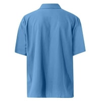 Дизайнер пролет лято мъжки ежедневен памучен плътно цвят с къси ръкави ризи свободни ризи сини xxxxl