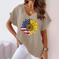 Слънчоглед за печат v Врат памук ежедневна бухалка с къс ръкав тениска жени с дълъг ръкав тийомен риза