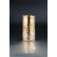 Домашно обзавеждане 11.5 Метално сребърно и златно цилиндрово стъкло ваза