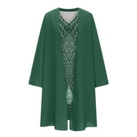 Харела женски костюм солиден блуза с дълъг ръкав блуза отпечатани без ръкави с V-образно деколте зелено, L, l
