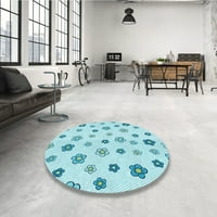 Ahgly Company Indoor Cround Marteted Electric Blue Area Rugs, 7 'Round