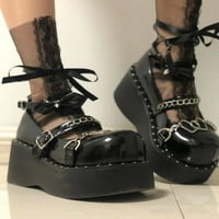 Ерокали жени Мери Джейн Лолита готическа платформа рокля помпи копчиви обувки за пети черен размер 6.5
