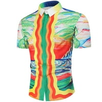 Мъжки блузи Лятна мода с къси ръкави ежедневни ризи плаж многоцветни L, XL, XXL, XXXL, XXXXL