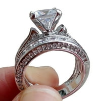 Taluosi Set Glitter Cubic Zirconia Rhinestone Inlaid Ring Women Angagement Jewelry