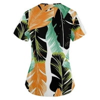 Tking Fashion Women Plus Scubscs Top V-Neck с къси ръкави за животни принтове Работа Блуза за жени Оранжево 2XL