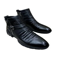 Difumos Mens Dress Boot Zipper Boots Comfort Ankle Booties Work Fashion Leather Shoes Nonl Slive Casual Black 10.5