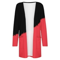 Жилетка за жени Scoop Neck Cardigan с дълъг ръкав отпечатан полиестер, Spande Red Cardigan Clearance