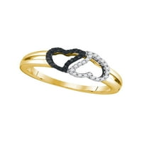 Бижута 10kt жълто злато дамски кръг черен цвят подобрен диамантен сърдечен пръстен cttw