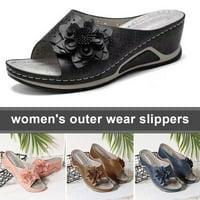 Цветни клинове се обръщат за жени висококачествени летни сандали за плажни сандали черни
