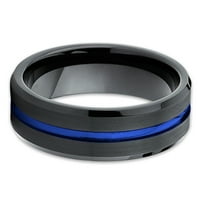 Син волфрамов пръстен, черен сватбен пръстен, волфрамов карбиден пръстен, годежен пръстен, черен въртящ се пръстен