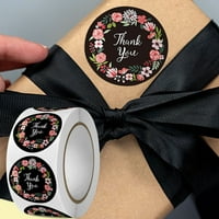 Roll Благодаря ви стикер самозалепващ кръгъл шаблон за цветя и стик Направи си подарък за подарък бонбони чанта Ейсбюл за опаковки за опаковки