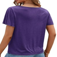 Дами летни върхове Твърди цветна тениска с къс ръкав тениска удобна пуловер