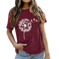 Тениска на Dyfzdhu за жени със солиден цвят Голяма разхлабена буква с кръгла шия отпечатана тениска с къси ръкави