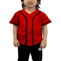 Lappel Kids Baseball Button Down Jersey League Sports Team Uniforms Размер месец до години с къс ръкав Атлетически спортни тениски, направени в САЩ