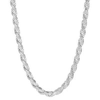 Стерлинг сребърен диамант нарязана с усукана въжена верига колие