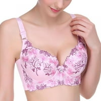 TRCOMPARE Модна бродерия Флорални сутиени за женски бельо Bralette Underwire Sexy Push Up Bra-Pink36b