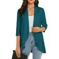 Clearance Cardigan за жени, небрежно леки жилетка на жените отворени предни драпирани ръбови ръкави Кардиган пуловери