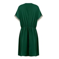 Bazyrey женски солидни летни рокли небрежни къси ръкави модерни рокли A-Line Green 2XL