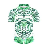 Uorcsa Top Blouse Crew Neck Hawaiian Topy Boho Beach Popular Vacation Summer Short Leseve Mens Тениска зелено