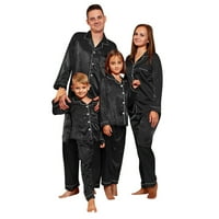 Рифорла Семейна коледна пижама съвпадащи комплекти сатени пижама PJ Solid Family, съвпадащи панталони за сън