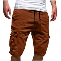 Idoravan мъжки къси панталони CARGO, мъжки спорт чист цвят превръзка Небрежно разхлабени суитчъри Дръскателни шорти панталони