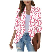 Vivianyo HD жени плюс женски 3 4Sleeve модна ежедневна комфортна печат жилетка блуза розово