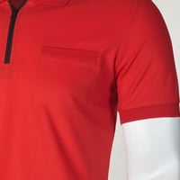 Wendunide поло ризи за мъже модна личност Мъжки небрежни тънки джобове с къс ръкав тениска от тениска блуза червен xl