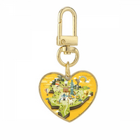 Taipei Travel Map China Art Deco Fashion Gold Heart Keychain Metal Keyring притежател