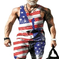 Grianlook Men American Flag Print Pricksuit Elastic Toist с джобове шезлонги пижама Ден на независимостта заспиване