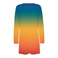 Pyju Women Fashion Cardigan, лек отворен фронт с дълъг ръкав Драпинг жилетка Моден печат Небрежни кимоно върхове падане зимни тънки палта с джобове