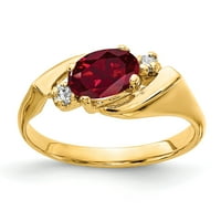 14k жълто злато 7x овал Създаден Ruby vs Real Diamond Ring