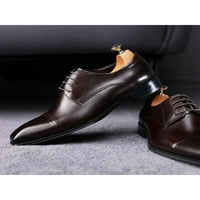 Lumento Men Ress Shoes Lace Up Oxfords Business Leather Shoe Comfort Flats Office Lissy Formal Brown 5.5