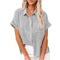 Кратка риза Основни върхове Небрежни блуза Солидни бутони ризи за жени Графични тийнейдж