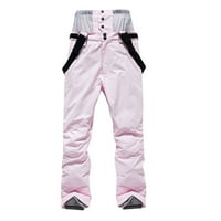 Lyinloo жени Ски панталони фурнир двойни панталони, поддържащи топло сгъстяващо пачуърк с джобни гащеризони ски панталони розово l