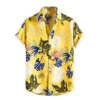 Wyongtao Уютен мъжки хавайски риза с къси ръкави отпечатан бутон надолу летен клирънс под 10 долара. Плажни ризи върхове