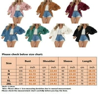 Rejlun жени с дълъг ръкав жилетка от свободното време Corduroy Blouse Holiday Outbear Pink L