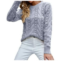 Пуловер пуловер за жени дами модерен комфортен плътен цвят пуловер с дълъг ръкав с дълъг ръкав