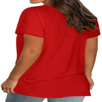 Xiang Run 4 юли ризи за жени плюс размер САЩ флаг тениска тениска патриотични върхове Лято свободни тениски с къс ръкав XL-4XL