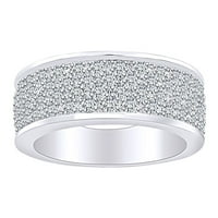 Кръгла форма бяла естествена диамант годишнина сватбена лента пръстен в 14k твърд бял златен пръстен размер-5.5