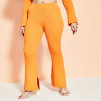 Royalty от Maluma жени оребрени панталони оранжеви размер среден