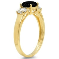 1. CT Brilliant Round Cut Clear Simulated Diamond 18K Yellow Gold Три камъчен пръстен SZ 7.75