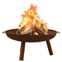 Moobody Outdoor Fire Pit Metal Wood Burning Steel Firepit Grate Brown за барбекю, къмпинг, задния двор, градина, плажове парк