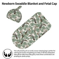 Жираф животински тропически лист джунгла бебешка залята бебешко одеяло меко еластичен чувал за сън с шапки за новородени подаръци за душ